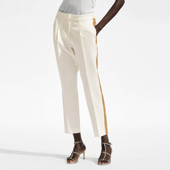 Zara Trouser with Gold Side Stripe - Ankle Pants in Ecru - Medium - Picture 10 of 10